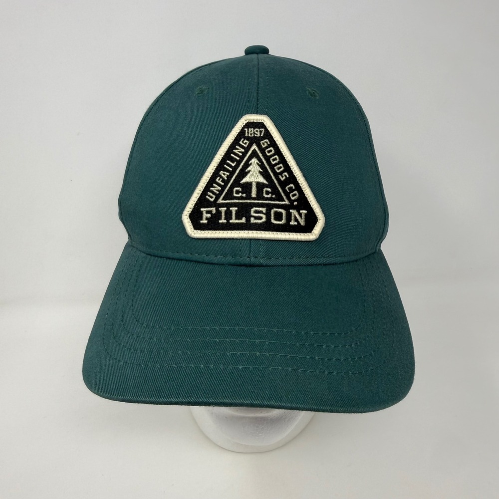 Filson Logger Baseball Cap Mallard Green C.C. Patch Leather Strapback Hat OS